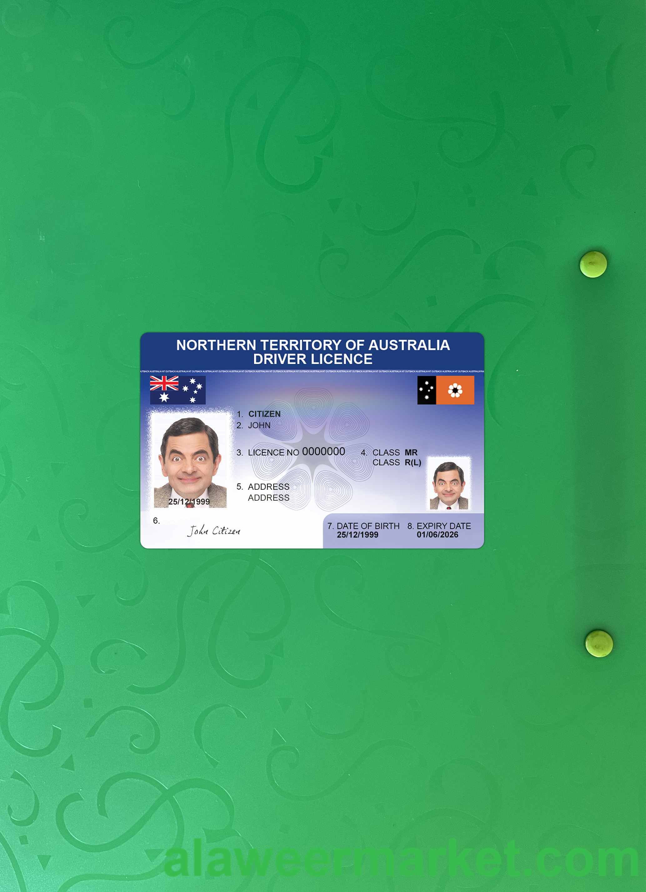 Australia Northern Territory driving license photolook front
